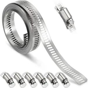 코젤로 1Pcs 스테인리스 스틸 밴드 호스 클램프 DIY 8.5피트 금속 스트랩 6개의 헤비 듀티 패스너 조절식
