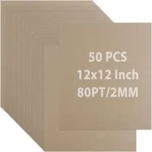 DAJAVE 50 팩 북 보드 12 x 인치 80PT 두꺼운 회색 칠판 시트 2mm DIY 공예용 헤비 듀티 바인더 책 커버