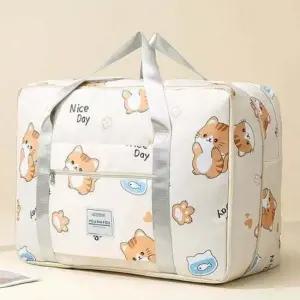 고양이 디자인의 넉넉한 수납 이불 여행파우치