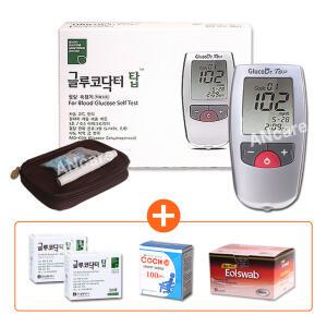 글루코닥터 탑 혈당계 세트 (측정지 100매+솜100매+침110개+채혈기+파우치+수첩)