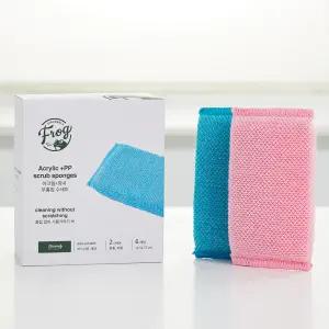 프로그 무흠집 아크릴 망사 수세미 6개입