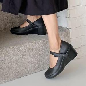 [지쎄][공식몰]천연가죽 여성 수제화 웬디 메리제인 웨지힐 GIS-40290