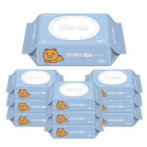 크리넥스 수앤수 카카오 물티슈 캡형 80매 (라이언) x10개