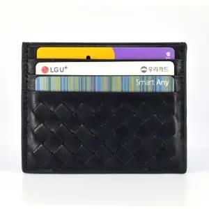 심플 슬림한 남녀공용 가죽 카드지갑 블랙