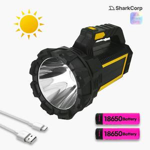 태양광충전 5200mAh 대용량 손잡이 LED 충전식 써치라이트 랜턴 낚시 손전등