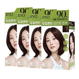 려 두피편한 검은콩 염색 4.0 딥브라운 120g 4개 / 새치머리용 염색약