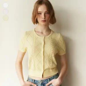 [롯데백화점]게스 여성 다이아 자카드 반팔 가디건 OP2S5791