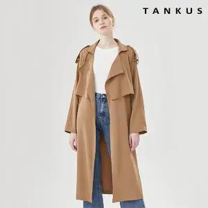 [탱커스]더블 카라넥 허리 끈 데일리 롱 자켓 (TV1JK001L0)