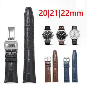 IWC 빅 파일럿 마크 18 포르투갈어 남성용 접이식 버클 소 가죽 시계 밴드 20mm 21mm 22mm 용 퀵 릴리스