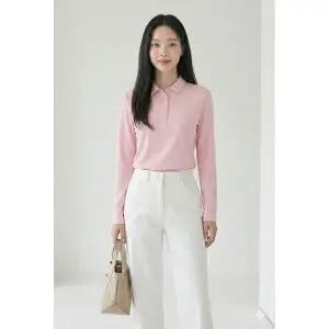 [하프클럽/크로커다일레이디]라이트 핑크 크로커 데일리 카라 티셔츠 CLCSTS9