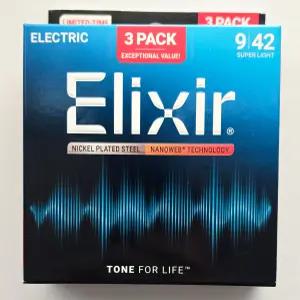 엘릭서 일렉기타줄 나노웹 009-042 3팩 슈퍼 라이트 Super Light 일렉기타 스트링 16540