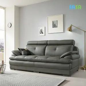 데코라인(매장상품) 템즈 8503 3인 에어레더 소파 (그레이)