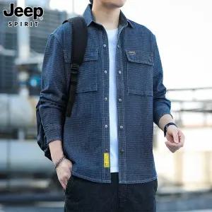 JEEP SPIRIT가을 겨울 신상품 셔츠 남성 캐주얼 자수 데님 재킷
