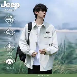 JEEP SPIRIT 남성 봄 가을 고급 캐주얼 셔츠 루즈핏 카고자켓