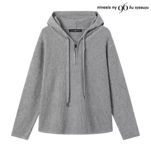 [나인식스뉴욕]골지 반집업 후드 오버핏 긴팔 니트 (NP3KT020L0)