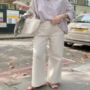 MADE 피넛진 뮤트 스판 프리미엄 포켓 일자와이드 데님(2color)'히든밴딩'