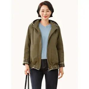 [마담엘레강스] 루이스 체크 배색 트렌치 점퍼 KYV3JP01