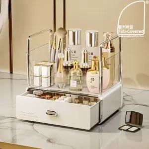 풀커버링 코지 라운드 화장품 정리함 대용량 수납함 화장대 적층 분리가능 선반 진열대 정리대 2단 3단