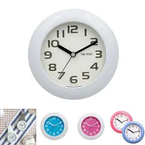 방수시계 방습 흡착식 벽시계 욕실용품 19cm 화이트/욕실/방수/시계/칼라/컬러/흡착/다용도/원형