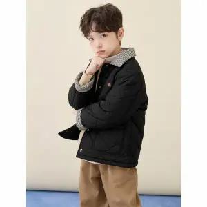 [BEANPOLE KIDS] 체크 칼라 퀼팅 점퍼  블랙 (BI6138U015)