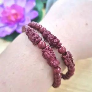 비휴 붉은색 진사 비휴팔찌 액막이 6mm염주 팔찌 1P 염주