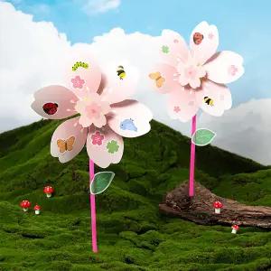 [오피스스쿨] 민화 KC인증 봄 바람개비 만들기 DIY 야외활동 꽃바람개비 계절미술활동 학습교구 캠핑장