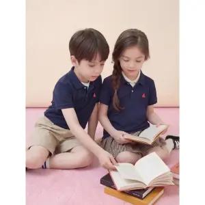 [BEANPOLE KIDS] [Essential] 피케 카라 반소매 티셔츠 - 네이비 (BI6242UE3R)