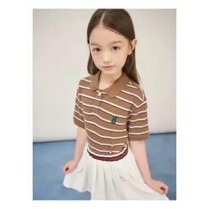 매장정품 [빈폴키즈]여아 스트라이프 반소매 피케티셔츠 - 브릭 (BI5742G0 246410