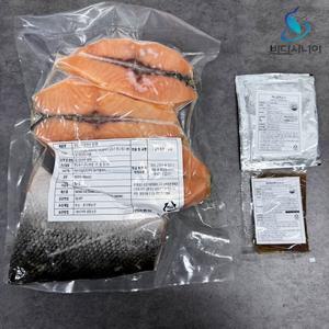 바다사나이 연어스테이크 냉동연어 800g + 소스(허니갈릭, 와사비폰즈)