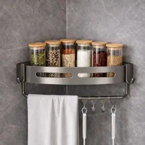 일상의결 무타공 욕실선반 코너 C형 타올걸이포함 메탈그레이