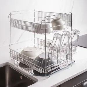 올스텐 식기건조대 2단 보급형 설겆이선반 컵 그릇 설거지건조대 접시정리대 설거지통
