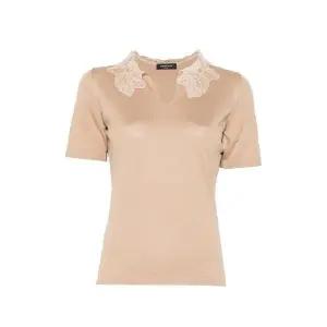 파비아나필리피 레이스 디테일 V넥 티셔츠 MAD276F465M221 TP451437585