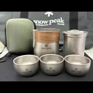 호환 스노우 피크 경량 티타늄 티 세트 - 캠핑 여행 야외용 티포트