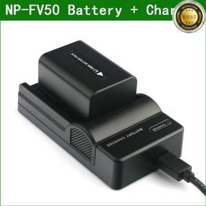 NP-FV50 NP 배터리 및 울트라 슬림 마이크로 USB 충전기 소니 HDR-CX115 DCR-SR58 HDR-PJ10