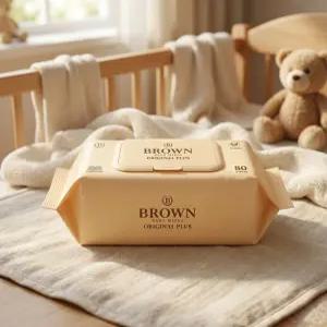 브라운 베이직 플러스 도톰한 아기 물티슈 저자극 대용량 캡형 10개