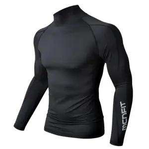 블랙 슬림핏 UV 터틀넥 긴팔 기능성 스포츠 티셔츠성이너웨어 골프웨어 남자웨어 웨어 운동 골프