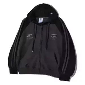 ghostrepublic 심볼로고 래글런 배색 트랙 후드집업 GHZ-275차콜블랙