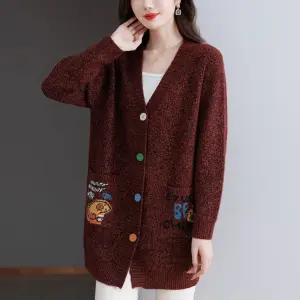 미니코코네 롱 미디 여성 니트 가을 카디건 빅사이즈 가디건 스웨터 DOS3