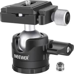 니워 28mm 로우 프로파일 삼각대 볼 조인트 360° 팬 회전 1/4인치 아르카 타입 퀵 릴리스 플레이트 및