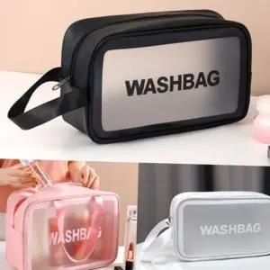 여행용 목욕 가방 휴대용 대용량 용품 방수 세면 파우치 투명 메이크업 코스메틱 케이스 화장품 수납 정리