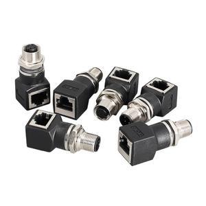 M12 to RJ45 어댑터 10 180degree IP67 소켓 4핀 암컷 제어 A/X