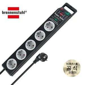 [브레넨스툴] 수퍼솔리드 서지프로텍션 멀티탭 5구 블랙 2.5m