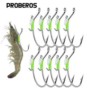 프로베로스 10개입 야광 생새우 낚시바늘 - 고탄소강 담수 새우 워커