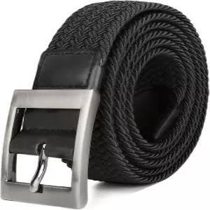 드리즈트 남성 플러스 사이즈 벨트 39인치 ~ 75인치 캐주얼 블랙 땋은 신축성 원단 직조 웹 워크 골프