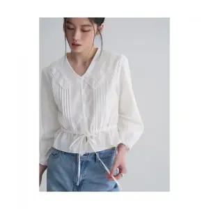 매장정품 에잇세컨즈 8SECONDS 브이넥 빅칼라 블라우스 화이트 356364WM31 202016