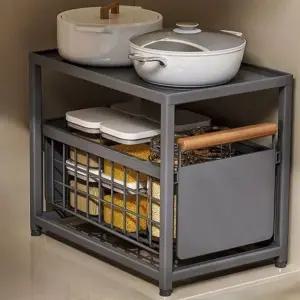 철제수납장 싱크대 하부 선반 서랍장 미니 정리함 주방 슬라이드 코너 주방수납 주방정리