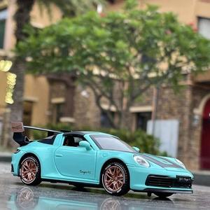 1/32 포르쉐 911 TARGA 4S 합금 레이싱 카 모델 다이캐스트 장난감 자동차 사운드 컬렉션 선물