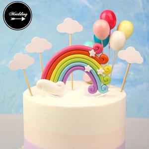 유니콘 케이크 토퍼 키트 구름 무지개 풍선 생일 축하 배너 장식, 소년 소녀 아이 파티