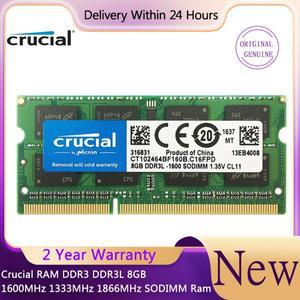 노트북 노트북 메모리용 Crucial RAM DDR3 DDR3L 8GB 1600MHz SOM 램 PC- 12800 1.35V 204 핀