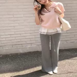 플로 부츠컷 팬츠 / 트레이닝팬츠 하객룩 레이어드 부츠컷 슬랙스 와이드팬츠 출근룩 데이트룩 봄